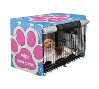 Cover for Dog Crate Pet Kennel Cover Roller Shades Wipe Your Paws Cartoon Cute Funny Pink Cat Claws