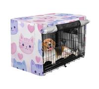 Cover for Dog Crate Pet Wire Cage Cover Roller Shades Kawaii-Style Cat Faces