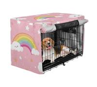 Cover for Dog Crate Pets Kennel Covers Roller Shades Cartoon Cute Rainbow Clouds