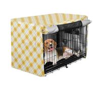 Cover for Dog Crate Plaid Marigold Puppy Kennel Covers with Roller Shades
