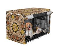 Cover for Dog Crate Privacy Kennel Covers Dog Crate Curtains Gorgeous Birds Animals Brown Yellow Art Deco
