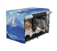 Cover for Dog Crate Puppy Kennel Covers Rollers Shades Blue Cartoon Mountain Scenery