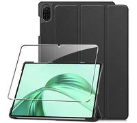 Cover for Honor Pad X8a 11 Inch 2024 Cases + 1 Pieces Tempered Glass, Rubber Protective Protection, Ultra Thin Shockproof Anti-Scratch Flexible TPU Case - Black
