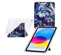 Cover for iPad 9th Generation / 8th & 7th 10.2 Inch 2021 2020 2019, Case with [Multiple Viewing Angles] [Pen Tray] Slim Transparent Protective Cover - Wolf
