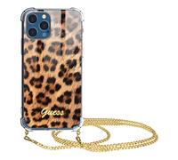 Cover for iPhone 12 Pro Max with Leopard Print Necklace Guess orange