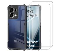 Cover for OPPO A6 Pro 5G/4G/OPPO A6 5G + 2 Pack Screen Protector,Double Layer Rugged Transparent PC Case + TPU Thin Bumper Anti Scratch Shockproof Clear Back Designed For OPPO A6 Pro 5G/4G/OPPO A6 5G