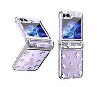 Cover for Samsung Galaxy Z Flip7 FE 2025, Samsung Galaxy Z Flip6 Clear Case with Hinge Protection Shiny Plated Finish Shockproof Cover Non Slip Full Protection Phone Skin |Twinkle Stars| Silver