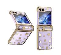 Cover for Samsung Galaxy Z Flip7 FE 2025, Samsung Galaxy Z Flip6 Clear Case with Hinge Protection Shiny Plated Finish Shockproof Cover Non Slip Full Protection Phone Skin |Twinkle Stars| Gold