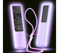 Cover for Samsung Solar Remote, Case Compatible with Samsung Smart TV Remote Control Glow in The Dark Universal Silicone Skin Sleeve with Lanyard Purple