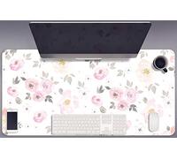 Cover for Table 90x45 cm Decor for Office and Home Waterproof Easy Clean Scratch-Resistant Protection and Decoration Non-Slip PVC Vinyle for Keyboard and Mouse - Watercolor Flowers