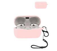 Cover for Technics EAH-AZ80E-K Wireless Earbuds, yystao Soft Silicone Protective Case compatible with EAH-AZ80E-K, With Lanyard, Dustproof, Shockproof& Durable, Pink