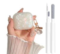 Cover Girl Women's Cute Airpods 3rd Gen Case with Cleaner Pen, Shell Pattern, Luxury Pearl Keychain, Colorful