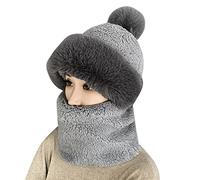Cover Head for Men Women Windproof Scarf Hat Winter Warm Scarf Hat Set Soft Knitted Plush Hat Hat with Ear Extra Large Womens Winter Hats Pink Ladies Beanie Hat