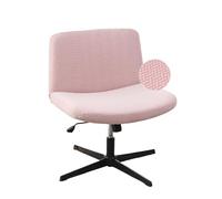 cover Lavish Armless Office Desk Chair, Waterproof and Elastic Criss Cross, Exquisite Vanity Mid Back Wide Seat Accent Chair (Pink, T-type)