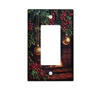 Cover Plate for Christmas Switch Festive Red Berries and Ornaments for Winter Decoration Standard Size Wall Decor for Home and Bathroom Simple Rocker