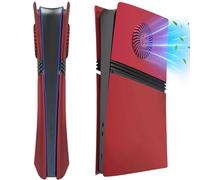 Cover Plates for PS5 Pro Digital Edition with Cooling Vent, PS5 Pro Faceplate ABS Hard Shockproof Anti-Scratch Dustproof Protective Plates, Replacement Side Shell Skin Case for PlayStation 5 Pro -Red