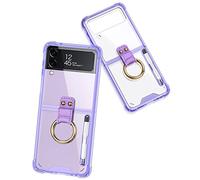 Cover Samsung Galaxy Z Flip3 5G Clear case with |Capacitance Pen|, Z Flip3 5G All-inclusive Phone Case with Ring Video Stand, [Reinforced Corners] case with S pen Compatible with Samsung Z Flip3-P