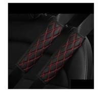 Cover Seat Belt 3D Black PU Leather Car Shoulder Guard Cover 1PC/2PCS Embroidered Seat Belt Decoration Pad Easy Fit Seat Belt(BK red 2PCS)