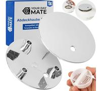 Cover set with hair strainer for shower drain, Ø 115 mm, compatible with Viega Tempoplex drain from year of manufacture 2006, chrome-plated ABS ASA cover, white hair filter, shower drain cap