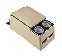 Coverado Car Center Console, Universal Rear Bench Seat Consoles, Truck Seat Organizer and Storage, Back Seat Car Organizer with Cup Holder, Large Storage Box, Central Armrest Box (Regular, Beige)