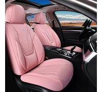 Coverado Car Seat Covers Front Seats, 2 Piece Car Seat Protector with Lumbar Support & Removable Headrest, Breathable Leather Seat Cushion Universal Fit for Truck Automotive Vehicles Pink