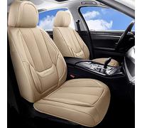 Coverado Car Seat Covers Front Universal 2 PCS, Waterproof NAPPA Leather Auto Seat Protectors,Luxury Adjustable Removable Car Seat Cushion for Most Sedan SUV Pick-up Van, Airbag Compatible, Beige