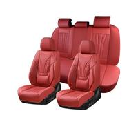 Coverado Car Seat Covers Full Set, 5 Piece Car Seat Protector with Lumbar Support & Removable Headrest, Breathable Leather Front Rear Seat Cushion Universal Fit for Truck Automotive Red
