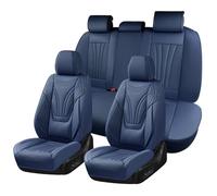 Coverado Car Seat Covers Full Set, 5 Piece Car Seat Protector with Lumbar Support & Removable Headrest, Breathable Leather Front Rear Seat Cushion Universal Fit for Truck Automotive Blue