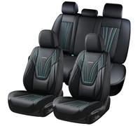 Coverado Car Seat Covers Full Set, 5 Piece Car Seat Protector with Lumbar Support & Removable Headrest, Breathable Leather Front Rear Seat Cushion Universal Fit for Truck Automotive Black & Blue