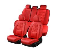 Coverado Car Seat Covers Full Set, 5 Seats Front Seat Cover and Back Seat Covers for Cars, Automotive Seat Covers with Lumbar Support, Leather Waterproof Car Seat Protectors Universal for Cars Red
