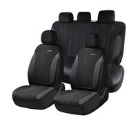 Coverado Car Seat Covers Full Set, Automotive Seat Covers 5-piece, Leather Car Protectors 5 Seats, Black Auto Seat Covers Spill-Proof Design Universal Fit for SUV, Vans, Sedan, Truck