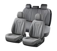 Coverado Car Seat Covers Full Set, Gray Seat Covers for Auto, Nappa Leather Seat Cushion Waterproof Automobile Seat Protectors Universal Fit for Most Cars SUV Trucks