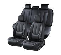 Coverado Car Seat Covers Full Set, Universal Car Seat Protector Nappa PU Leather, Black Auto Seat Cushion,Waterproof Seat Covers Front and Back Fit for Most Cars, Pick-up Truck,Vans