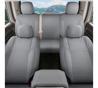 Coverado Chevy Silverado Oxford Seat Covers Full Set, Fit for 2014-2018 1500, 2015-2019 2500HD 3500HD Chevy Silverado GMC Sierra Crew Double Extended Cab (Flat Front&Curved Rear, Gray)