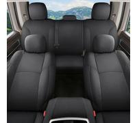 Coverado Chevy Silverado Oxford Seat Covers Full Set, Fit for 2014-2018 1500, 2015-2019 2500HD 3500HD Chevy Silverado GMC Sierra Crew Double Extended Cab (Flat Front&Curved Rear, Black)