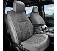 Coverado Faux Waterproof Leather Front Seat Covers (Gray) - Custom Fit for Silverado/Sierra 2007-2025 1500, 2015-2025 2500HD 3500HD Crew/Double/Extended Cab