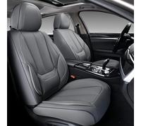 Coverado Front and Rear Seat Covers 5 Pieces, Waterproof Nappa Leather Car Seat Protectors Full Set, Universal Auto Interior Fit for Most Sedans SUV Pick-up Truck, Gray