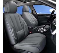 Coverado Front Seat Covers for Car, 2 Pieces, Waterproof Car Seat Protector Made of Nappa Leather, Universal Fit for Most Saloons, SUVs, Pick-Up Trucks, Grey