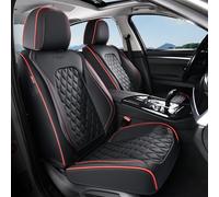Coverado Front Seat Covers, Wear-Resistant Stain-Proof Cushions, Universal Fit for Most Vehicles, Waterproof Car Seat Protectors, Automotive Seat Covers-Red & Black Line Design