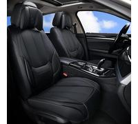 Coverado Full Set of 5 Universal Waterproof Nappa Leather Car Seat Covers with Head Cushion, Fits Most Pickup, Sedan, SUV, Black