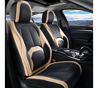 Coverado Seat Covers, Premium Nappa Leather Car Seat Covers Front Seats, Waterproof Car Seat Protector with Lumbar Support, Front Driver Seat Covers Universal Fit for Most Cars (Black&Beige)