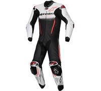 Coverall Motorcycle ALPINESTARS Leather Gp - R7 - 1 Part - White/Black/Red Fluo