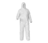 Coverall White Disposable With Hood - 5 Pack, Breathable Fabric, Elasticated Openings, Protection from Dirt, Grease and Dust (Extra Large)