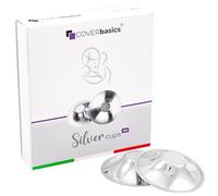 COVERbasics Silver Nipple Shields for Breastfeeding - Reusable Nursing Cups to Help Soothe and Protect Sore Nipples During Newborn Feeding - Made in Italy - Dermatologically Tested Medical Device