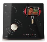 COVERCOOK Ceramic Hob, Built-in 4 Zone Electric Hob 60cm, Ceramic Cooktop, 6700W, Dual Oval Zone, Triple Dual Ring Function, Timer, Safety Lock, No Plug, Black