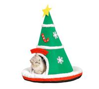 Covered Cat Bed - Christmas Tree Removable Mat, Indoor Cat House Pet Bed Cave - For Kittens Small Dogs Indoor Bedroom Living Room Winter Apartment Student Room