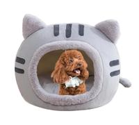 Covered Cat Bed - Comfortable Crystal Fleece Cat Cave with Scratch Pad and Plush Hanging Ball | Autumn Winter Indoor Pet Warm House for Mini Medium Sized Dog Snooze Sleeping