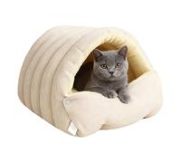 Covered Cat Bed - Foldable Plush Pet Cave Soft Warm Nest Non-Slip Base Cosy Sleeping House for Indoor and Outdoor Use for Kittens Puppy