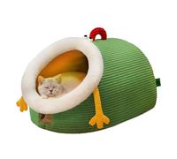 Covered Cat Bed - Medium Dome Bed with Removable Washable Cushion for Cozy Warm Sleep, Cute Open-Mouth Design with Soft Plush Interior for Small Cats, Kittens, or Puppies, Indoor Outdoor Winter Home U