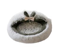 Covered Cat Bed - Round Soothing Sleeping Cave with Hood | Warm Sleeping Bag and Nest for Winter Small Dogs and Kittens - For Indoor Outdoor Balcony Bedroom Living Room Apartment